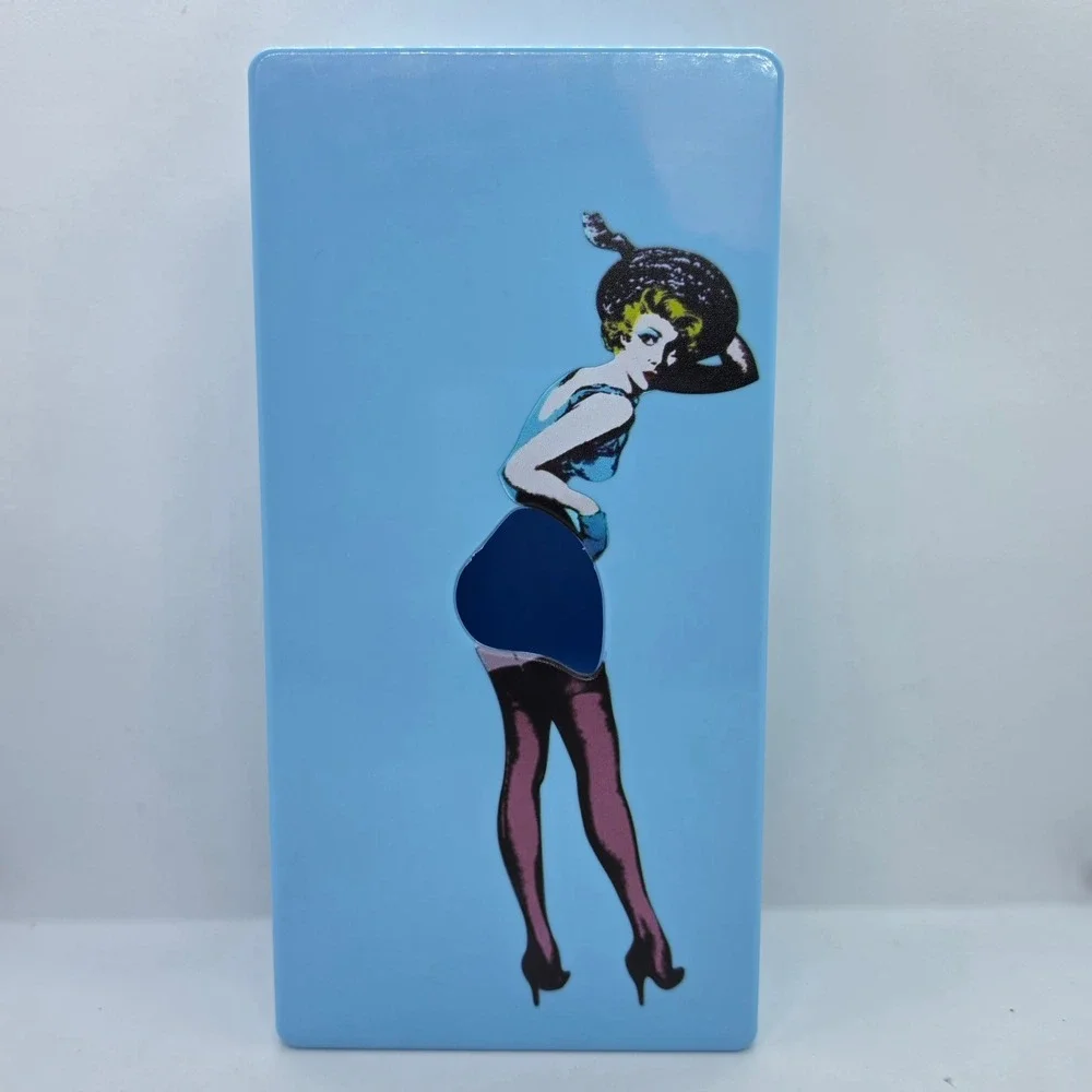 Vintage Style Pin Up Girl Tissue Box Cover Blue Wall Mount Retro Kitsch Decor